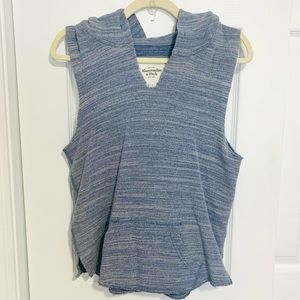 Abercrombie & Fitch Blue Cut Off Sleeveless Hoodie Sweatshirt S Surfer Beach